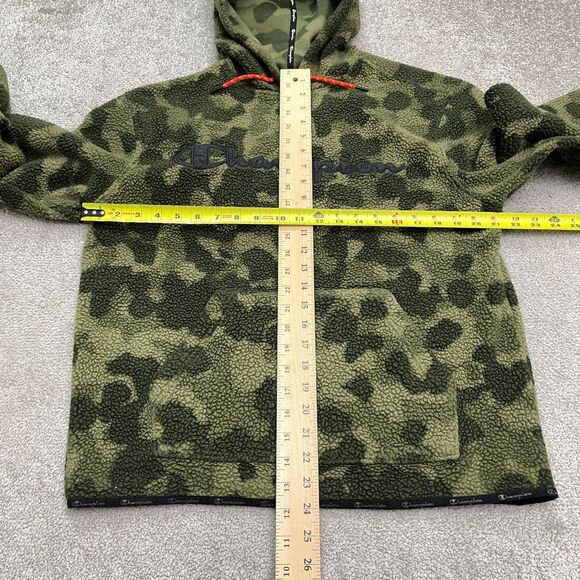 Champion Fleece Camo Sherpa Hoodie Sweatshirt Mens Medium Green Camouflage Hunt - Picture 11 of 15